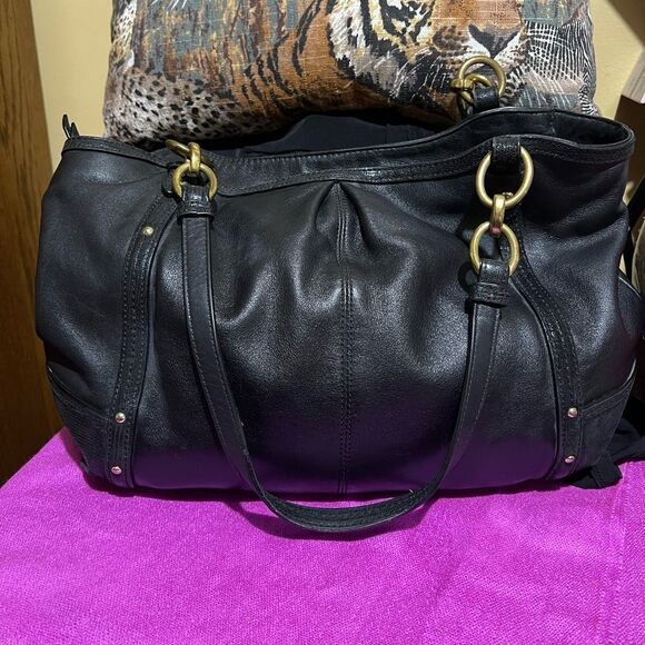 Coach F20812  Large Alexandra Python  Chain Leather  Shoulder Bag - Picture 1 of 9
